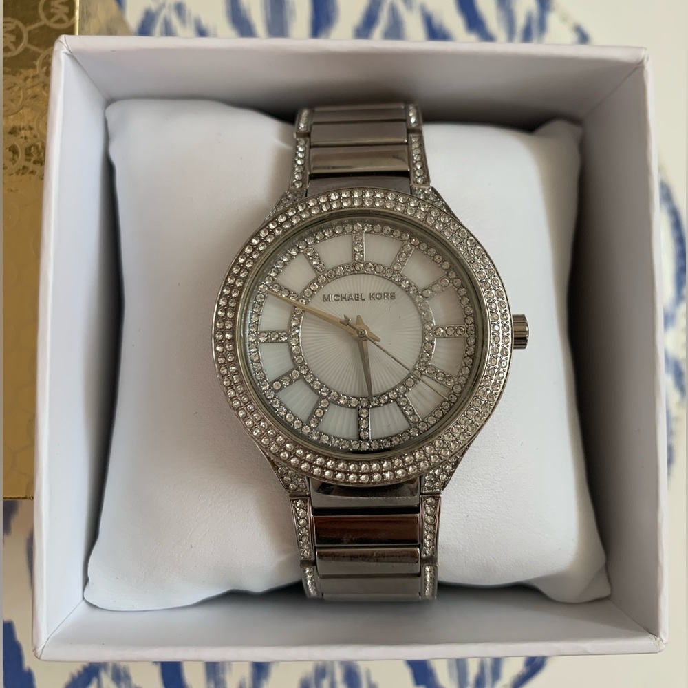 Michael Kors Watch, Silver With Opal Face